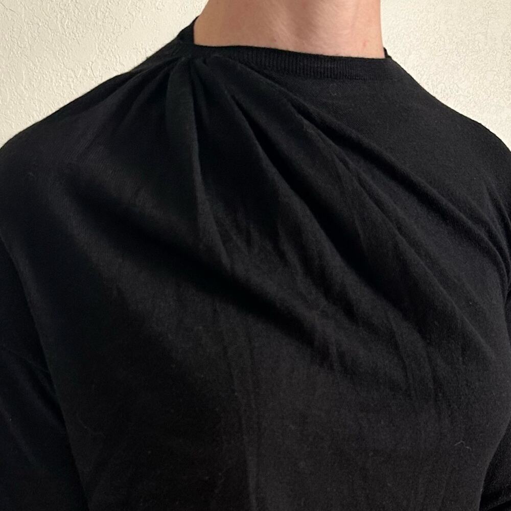 Vtg LANVIN Paris Alber Elbaz Y2K Era Black Sweater Dress XS Wool Cashmere Silk - Picture 7 of 13